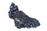 Sparkling Azurite Crystals on Fibrous Malachite - China #247722-1